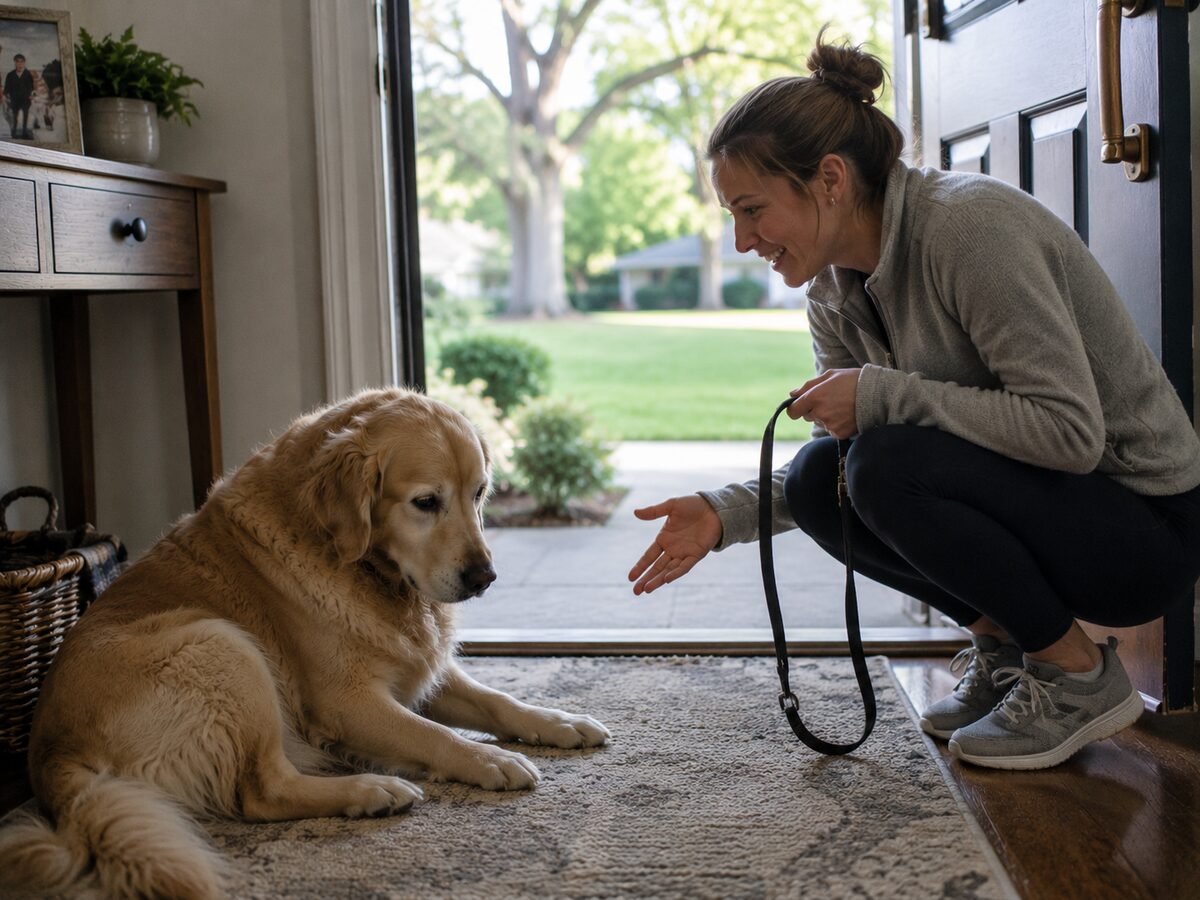 Dog with less energy for a walk